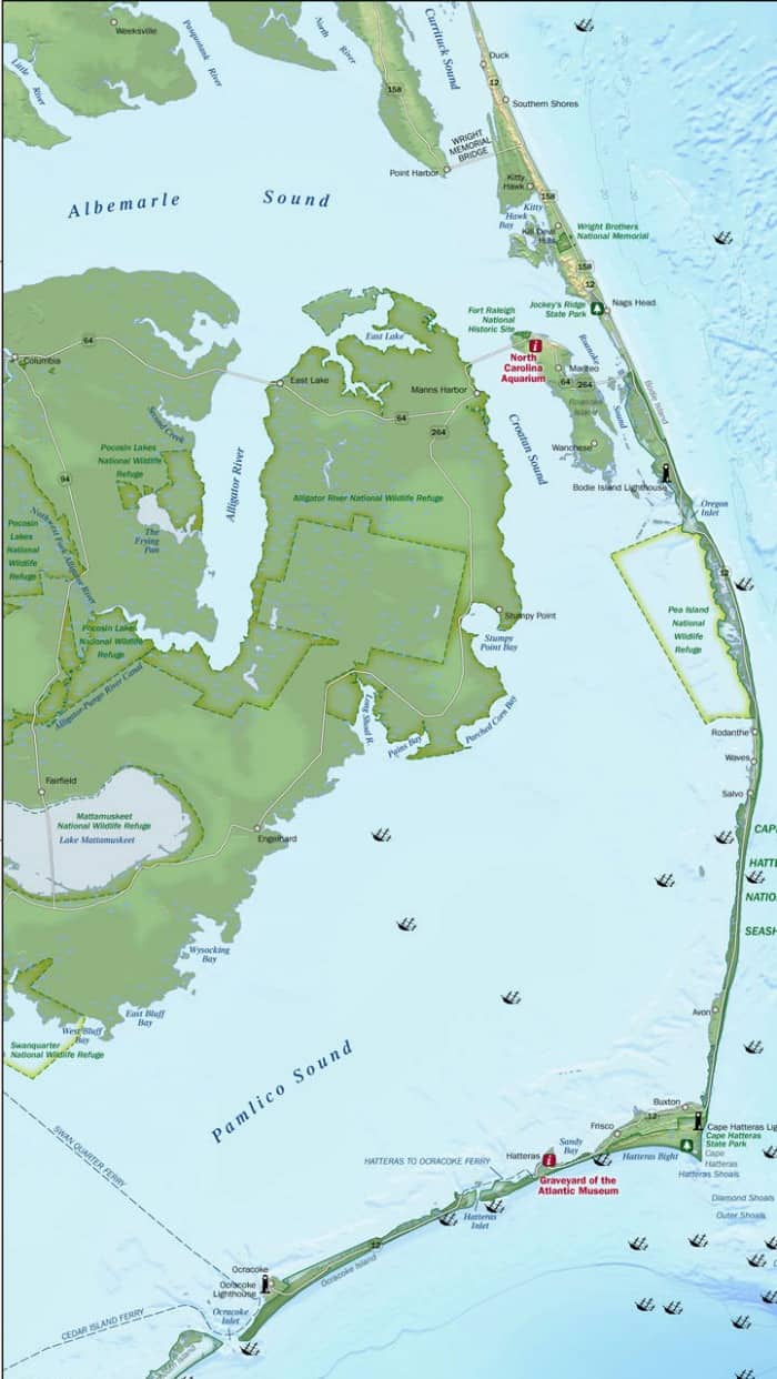 map of the outer banks