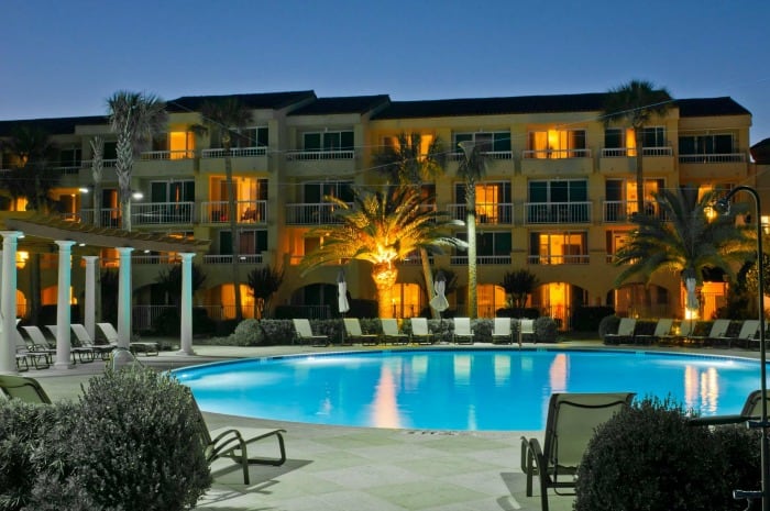 a pool at a resort