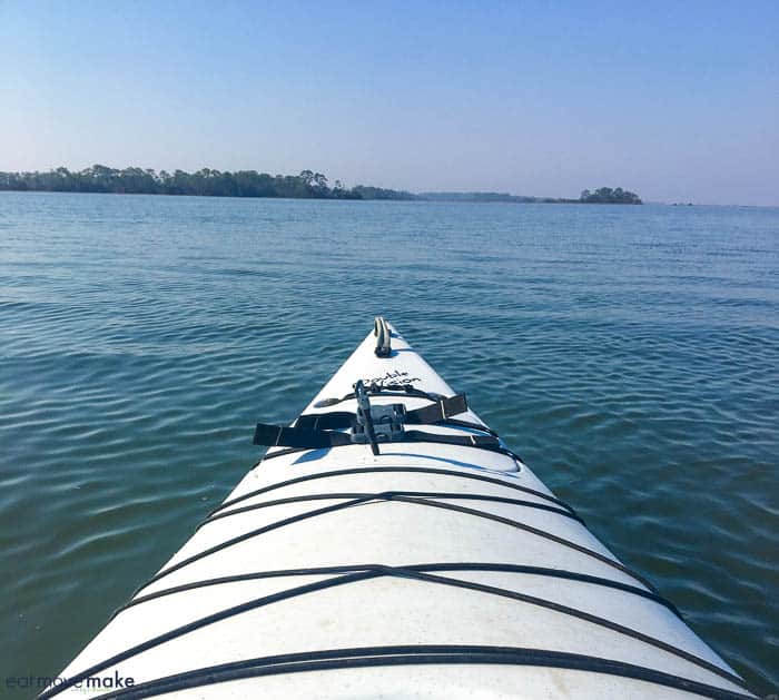 A kayak in the middle of a body of water