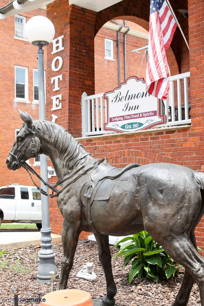 A horse statue in front of a building