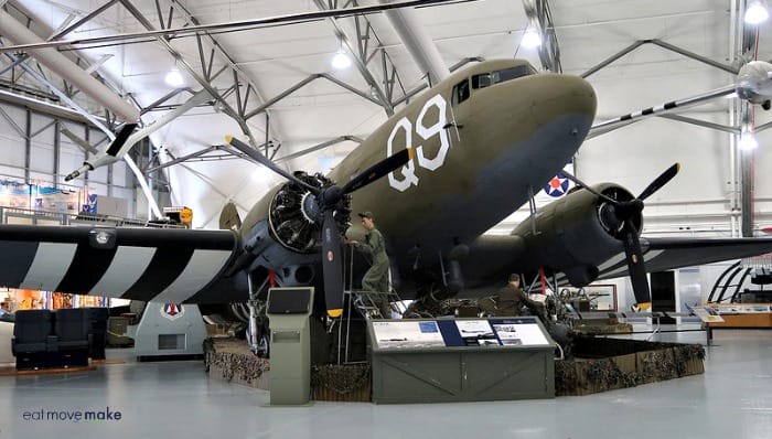 A large air plane on display