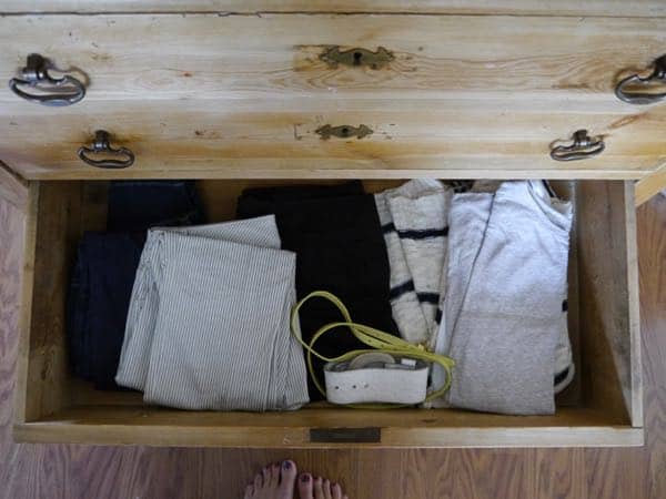 clothes in drawers