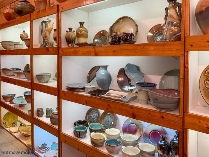 pottery on a shelf