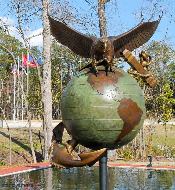 Eagle, Globe and Anchor interpretive sculpture - Lejeune Memorial Gardens