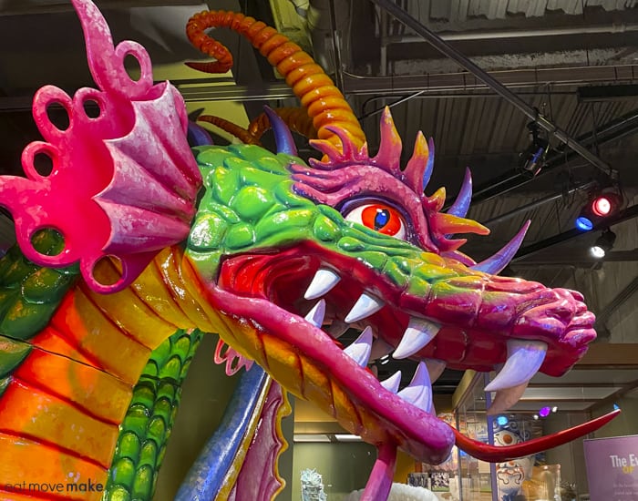 Mardi Gras dragon head at Capitol Park Museum