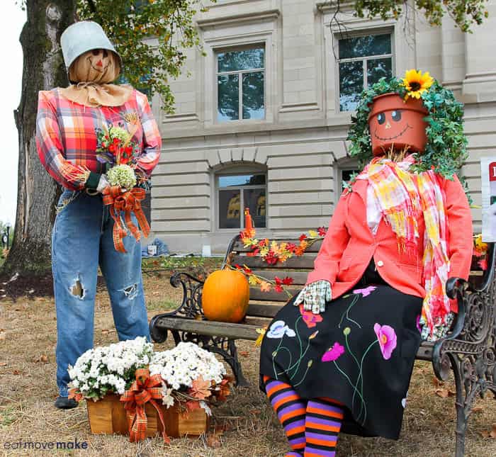 A group of scarecrows