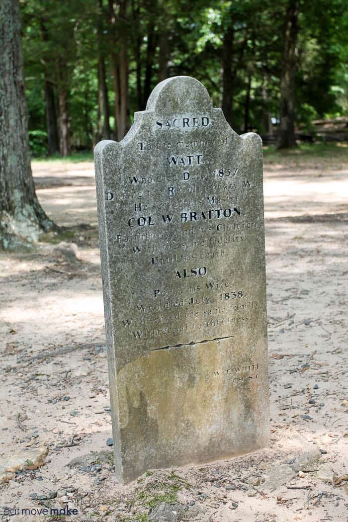 A gravestone in a park