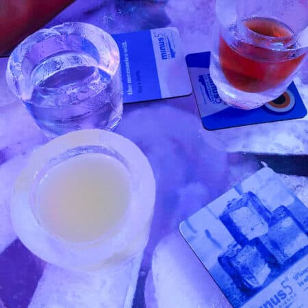 cocktails at Minus 5 ice bar