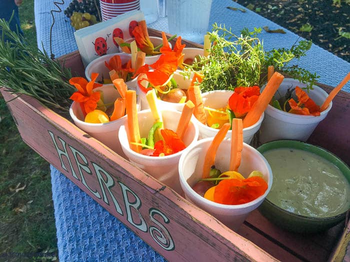 vegetables in cups