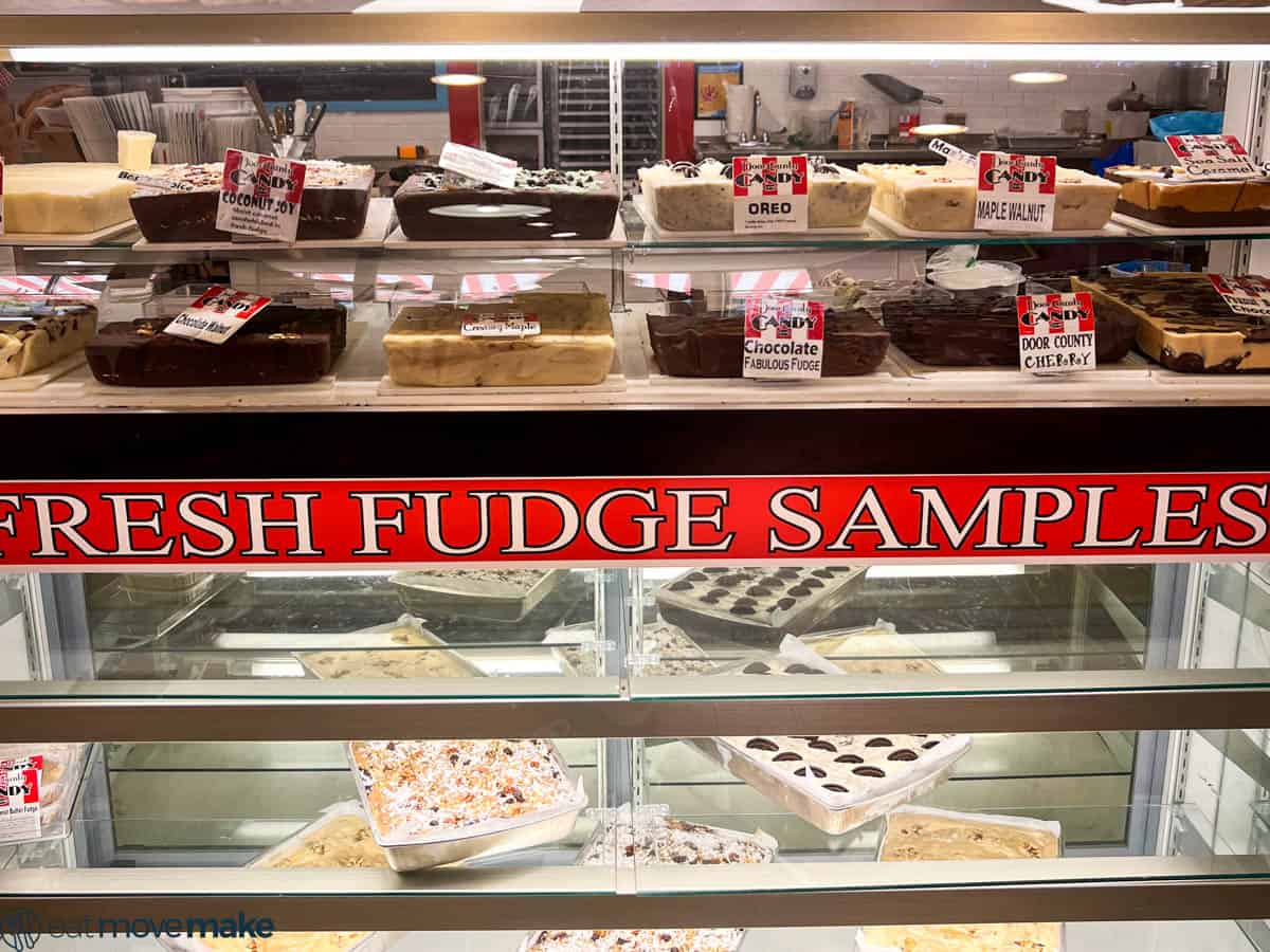 fudge samples at Door County Candy