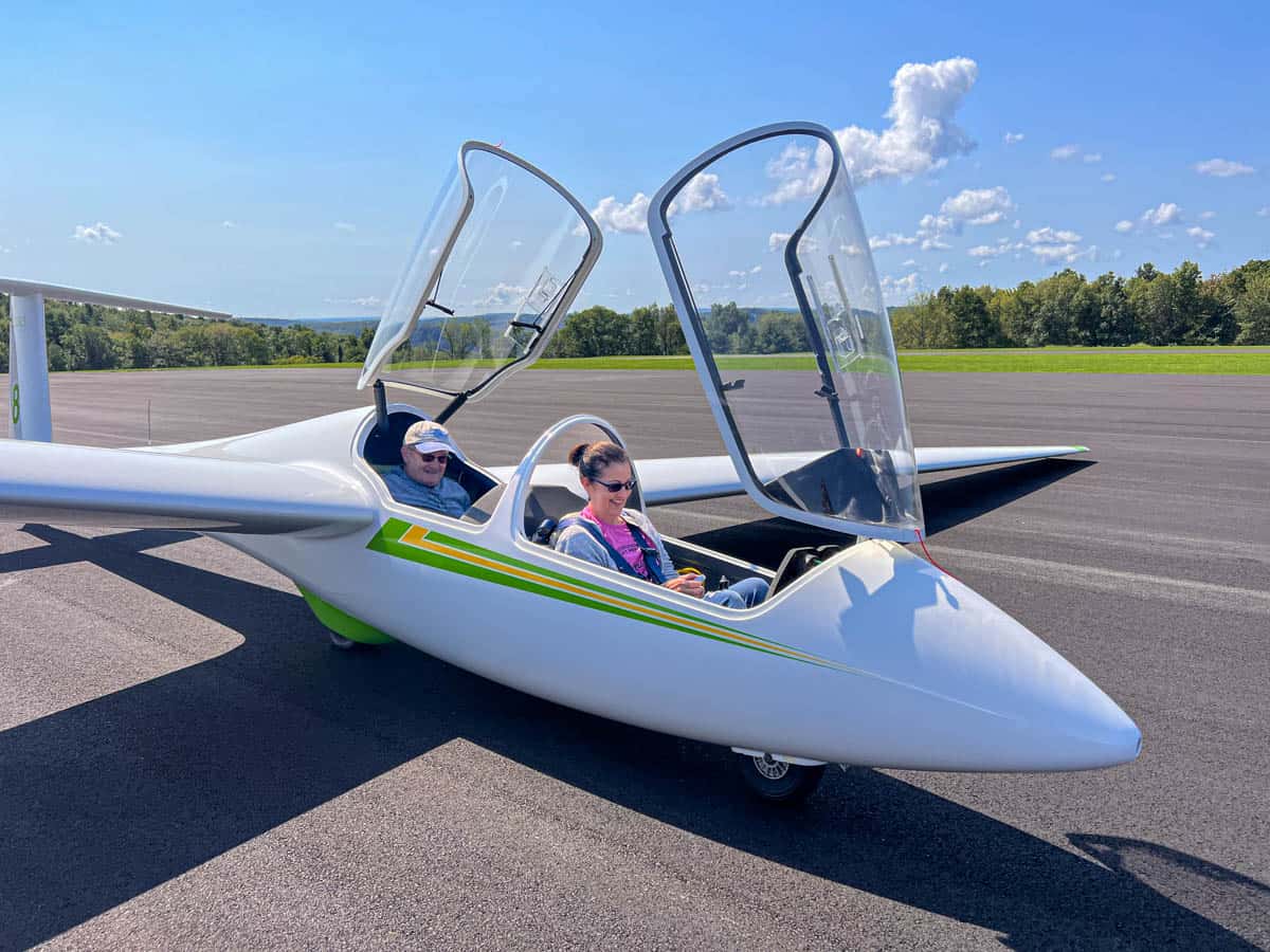lady in glider pre-take-off