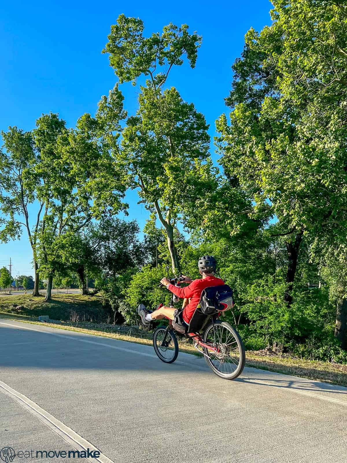 man bicycling on River Walk