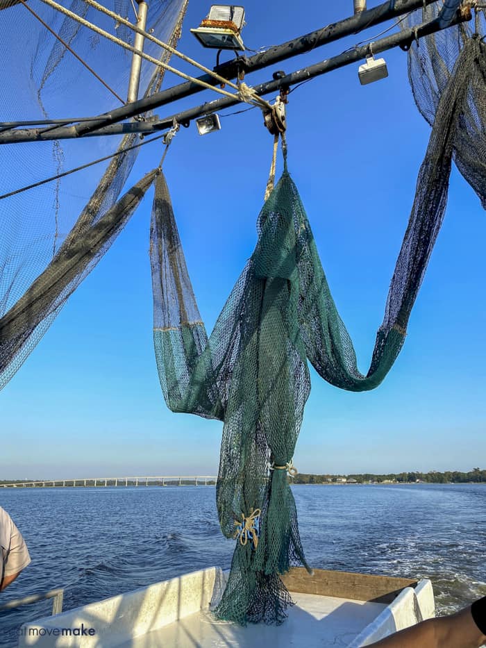 nets on shrimping boat