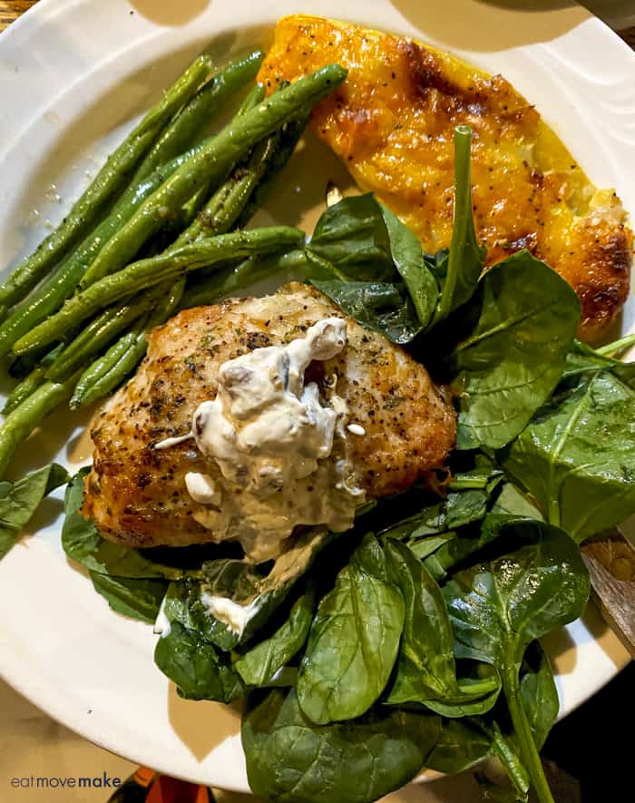 chicken verde pecan and stuffed squash