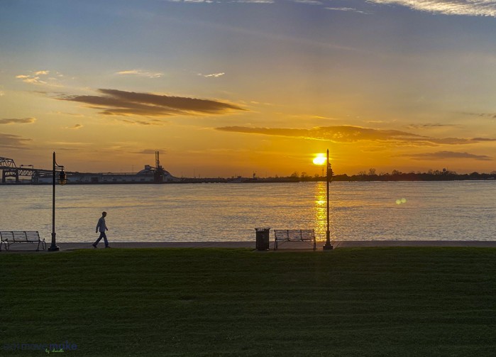 view of Mississippi River at sunset