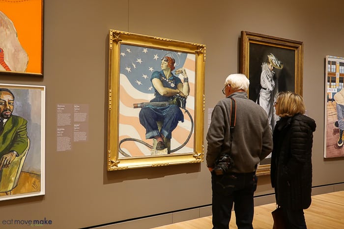 A person viewing art