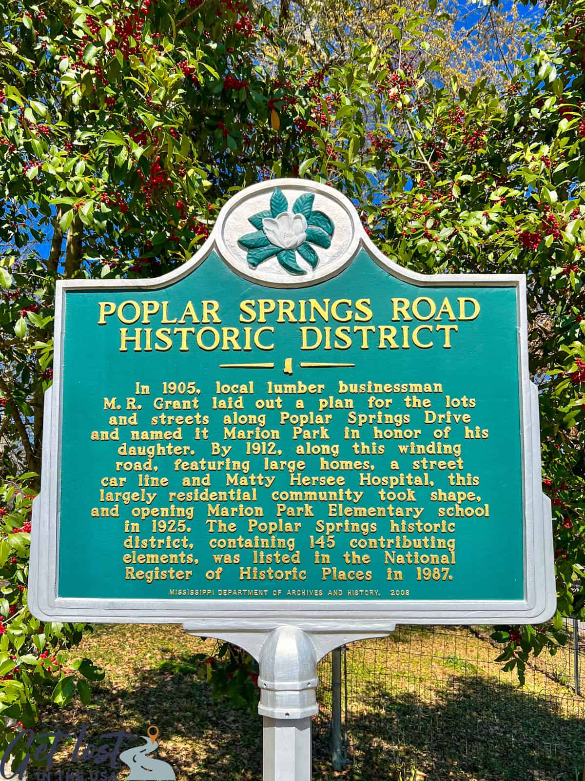 Poplar Springs Historic Sign - Meridian