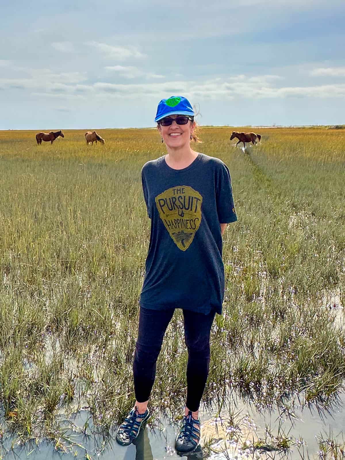 Liz with wild horses