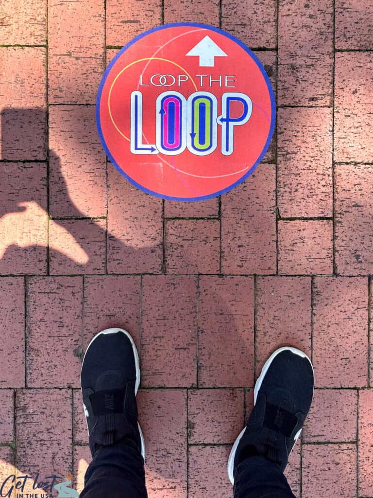 Loop the Loop decal on sidewalk