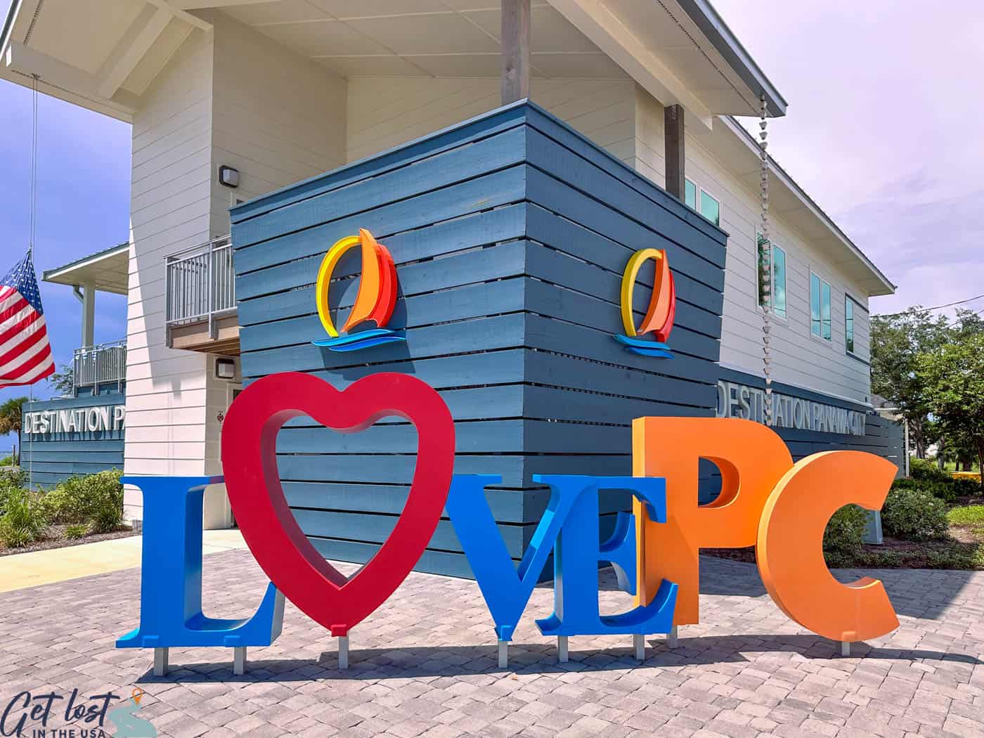 LOVE PC sign at visitors center - Panama City.