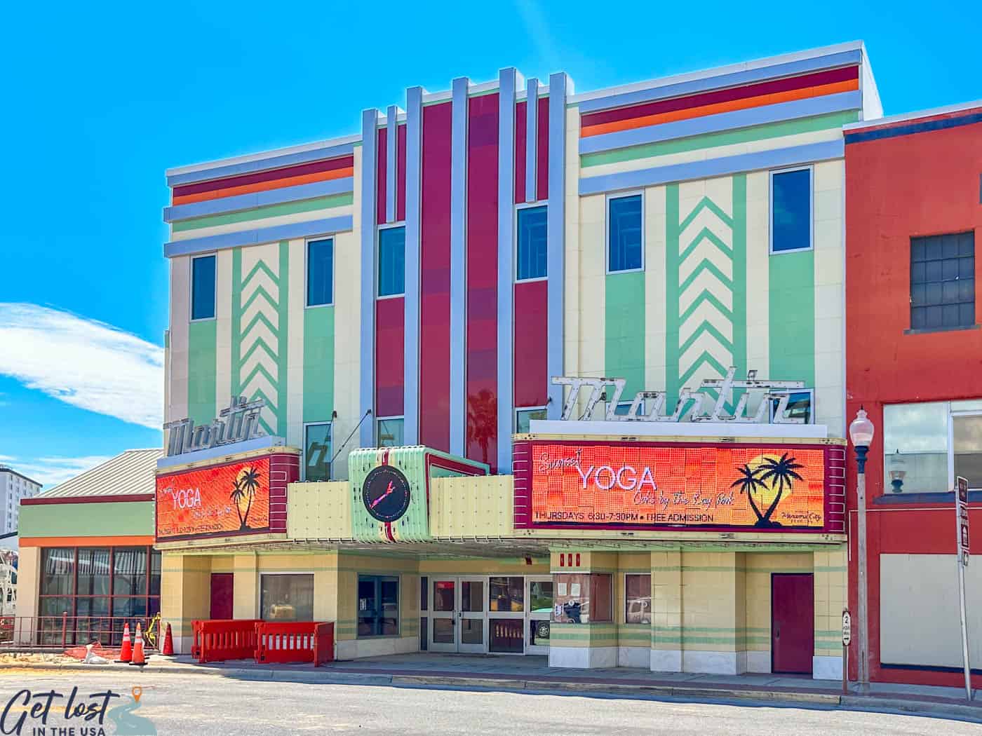 art deco exterior of Martin Theatre in Panama City.