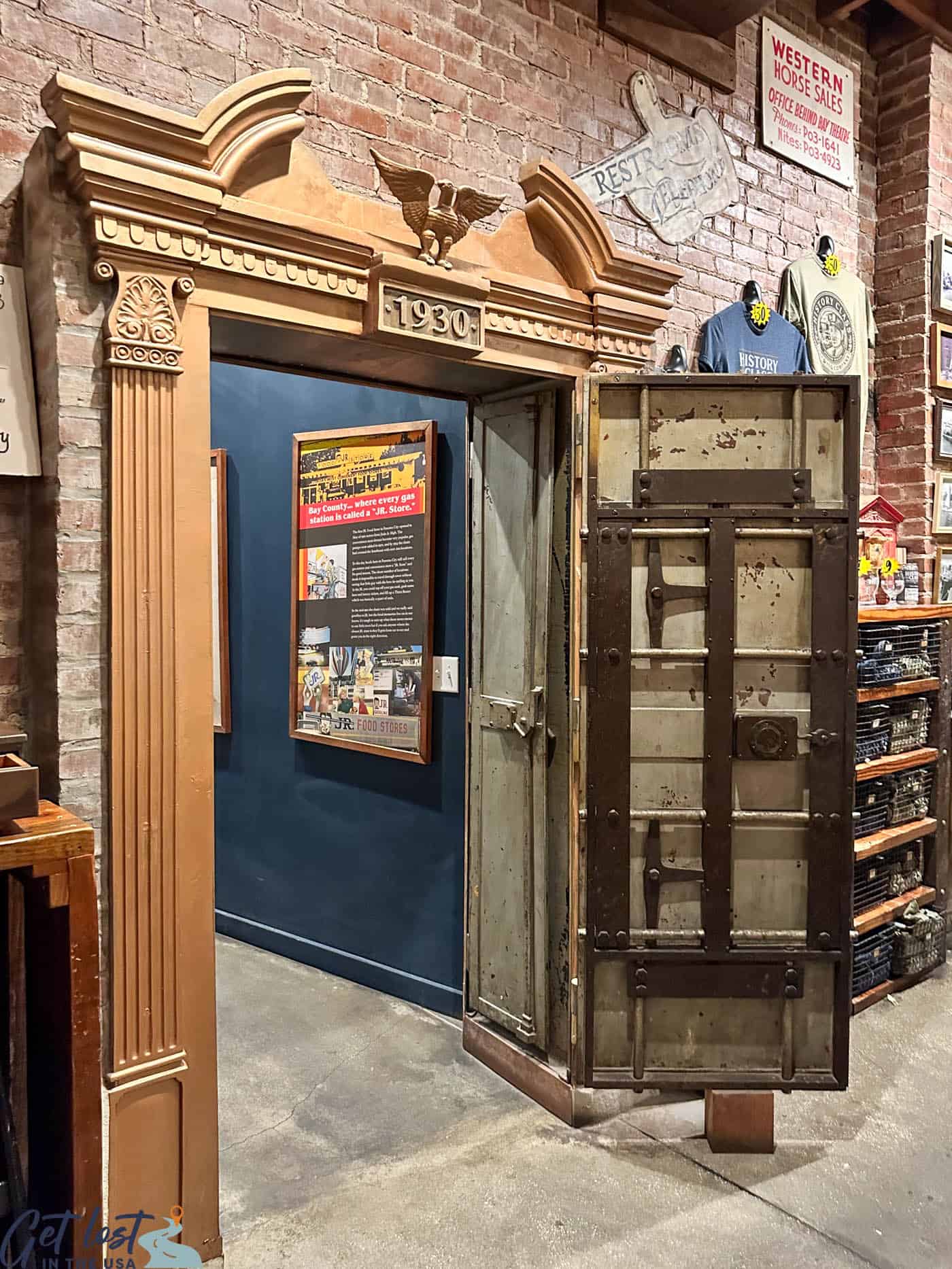 bank vault door entrance at History Class Brewing.