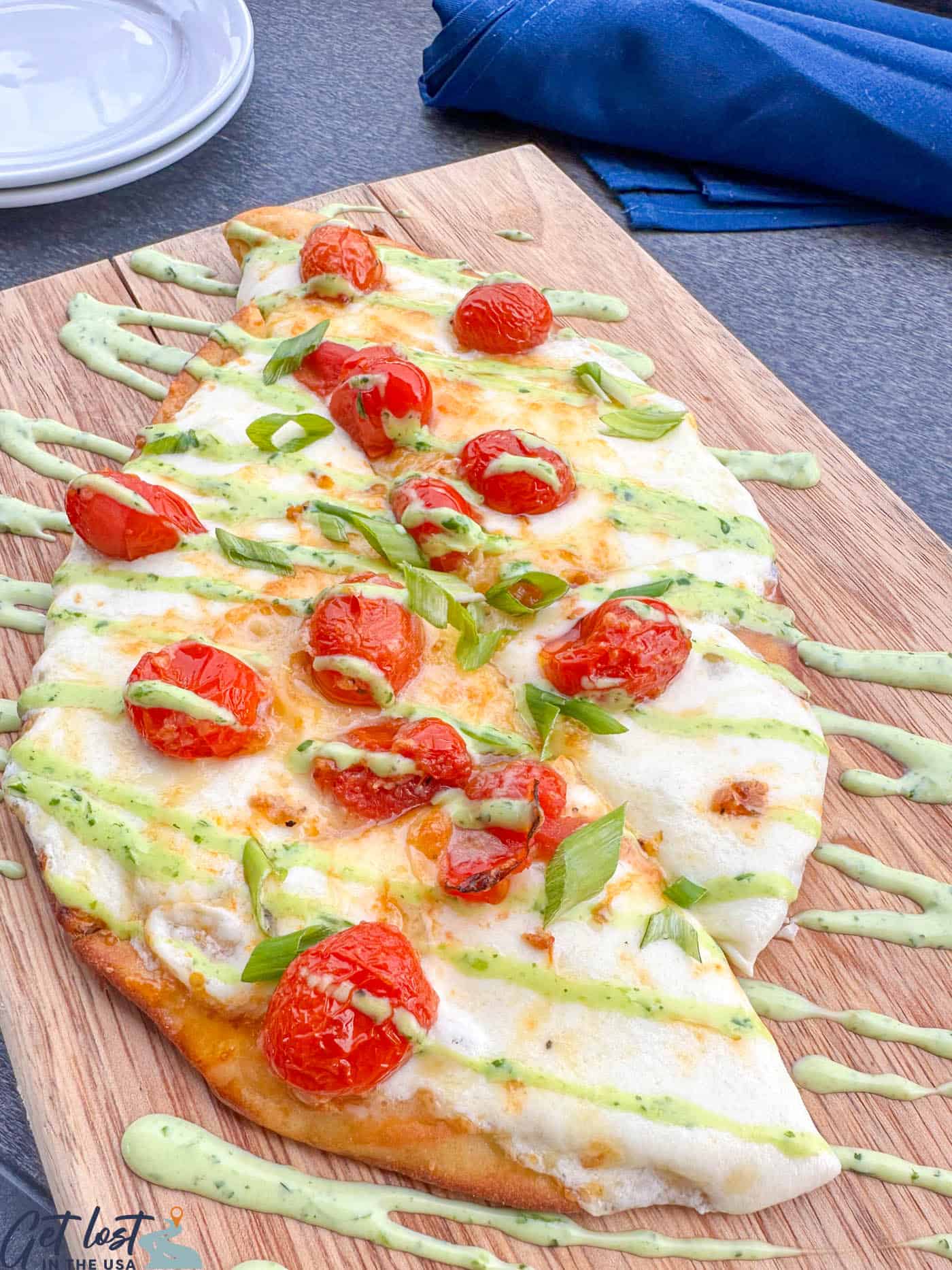 margherita flatbread.