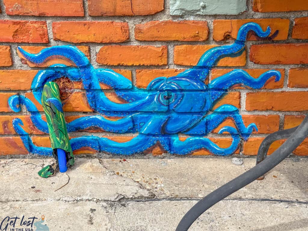 octopus mural on wall.