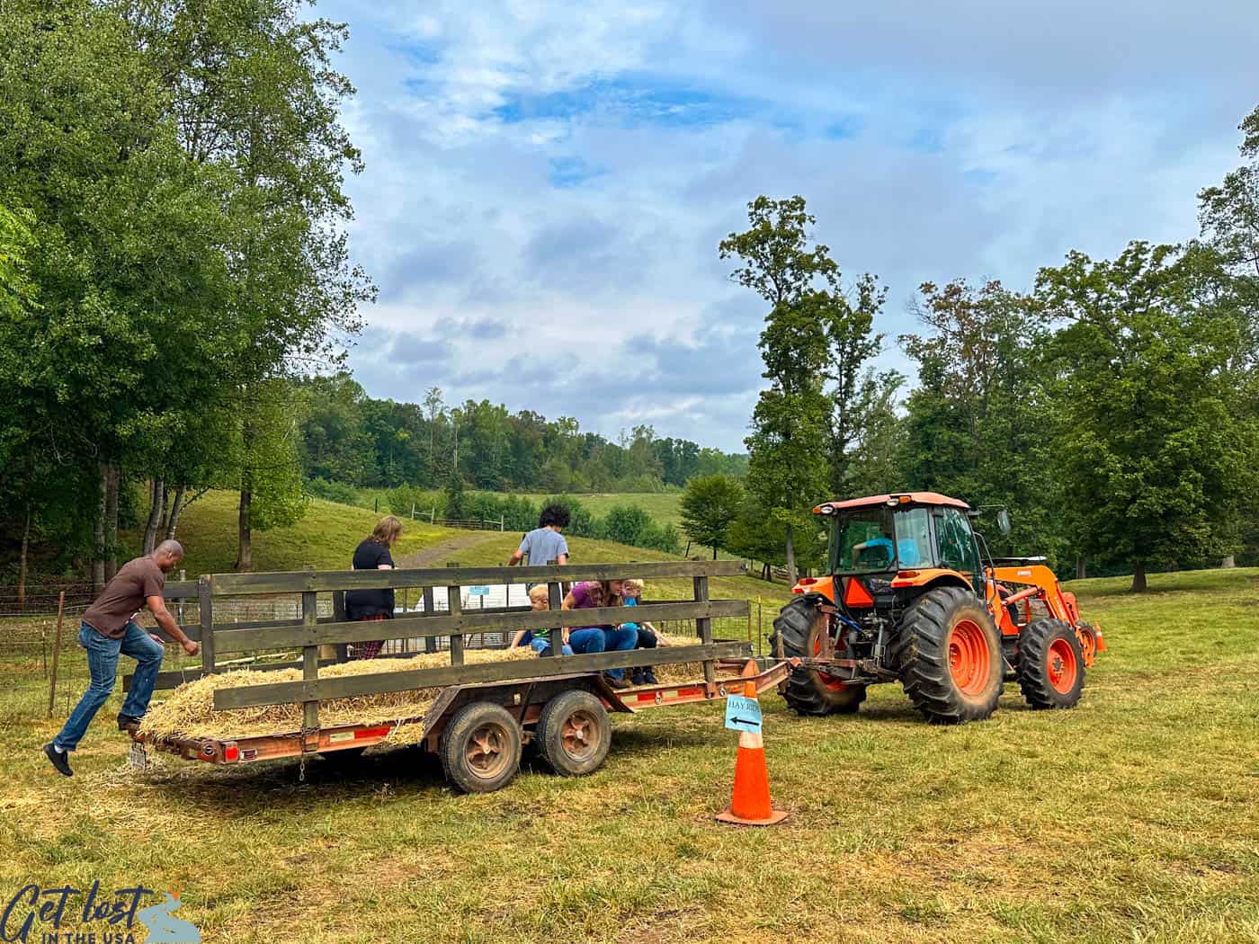 tractor pulling hayride.