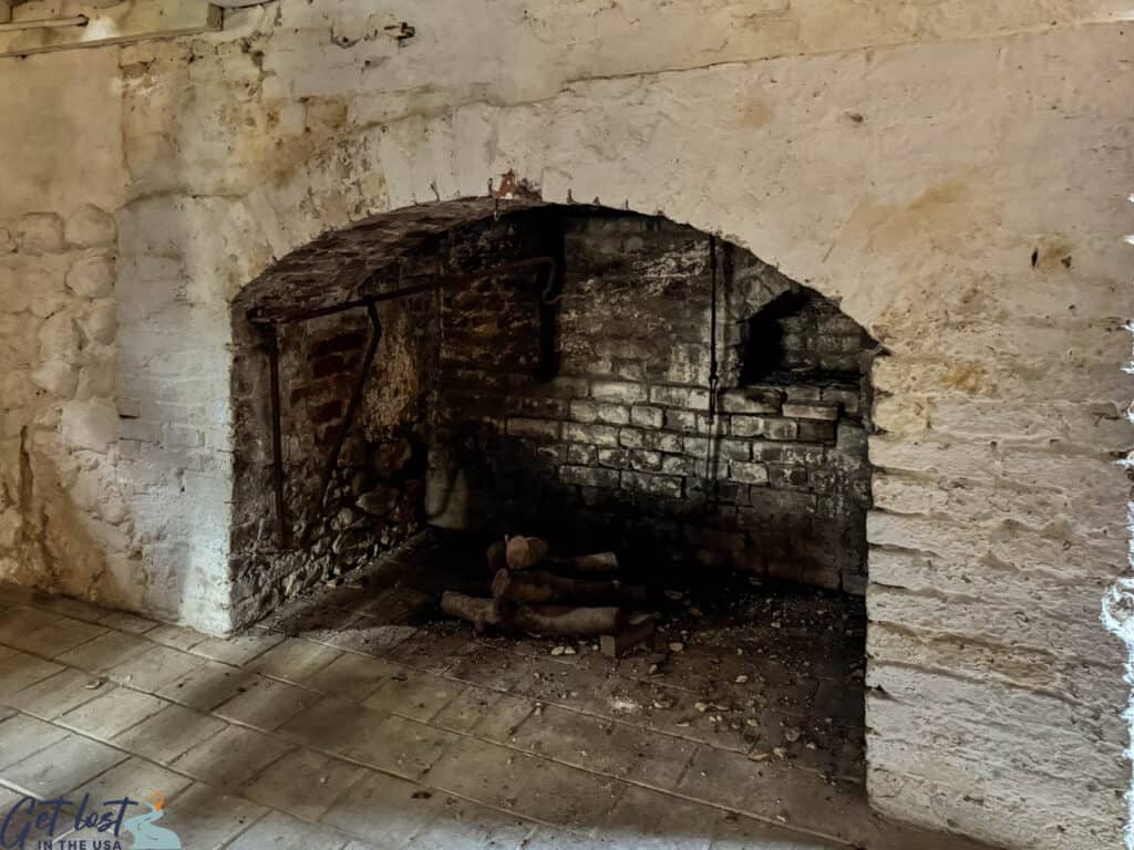 Palmer-Marsh House cellar fireplace.