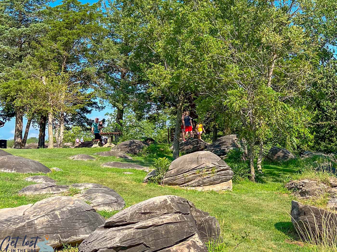 kids playing at Rock City Park, Kansas.