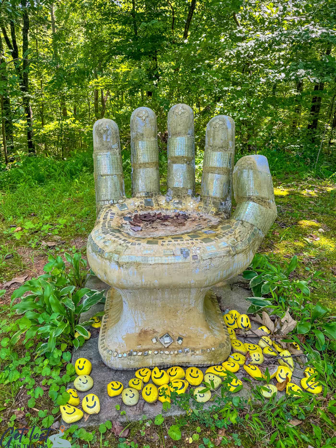 hand sculpture at IC DeHart Memorial Park.