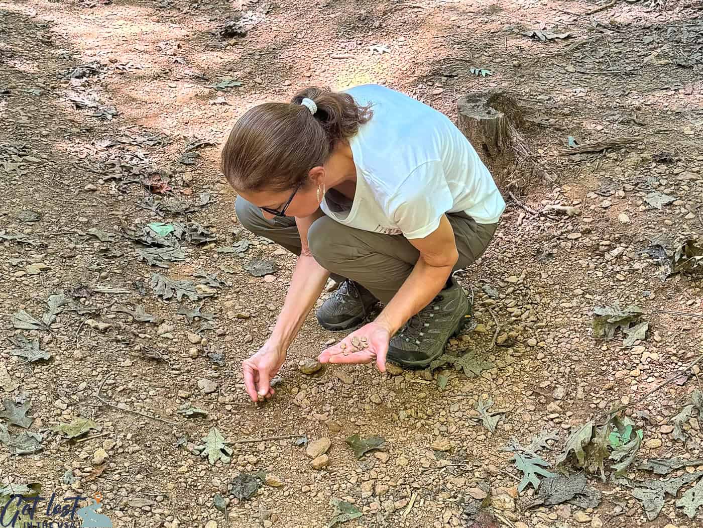 lady hunting for fairy stones.