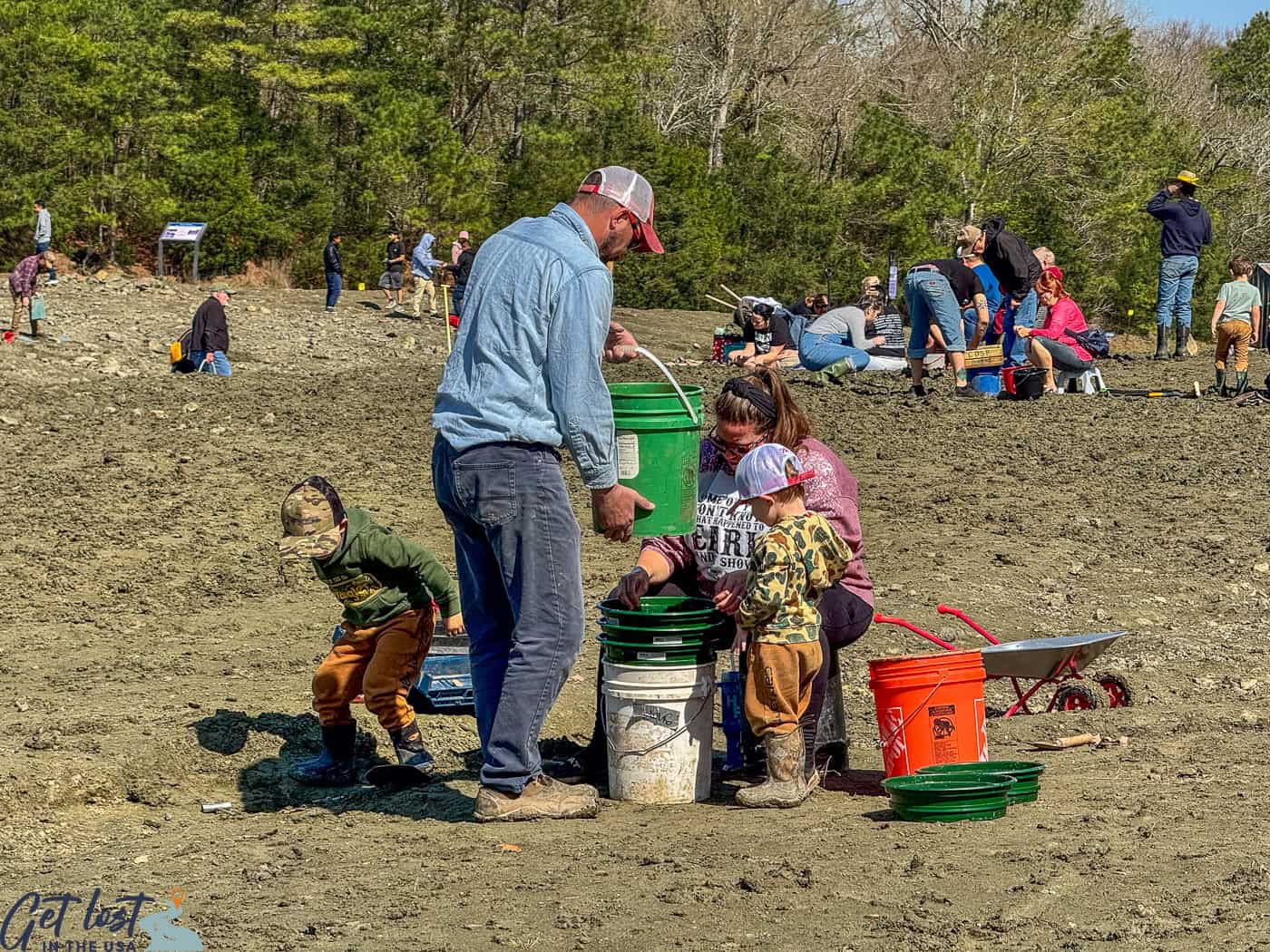 people with diamond digging tools.