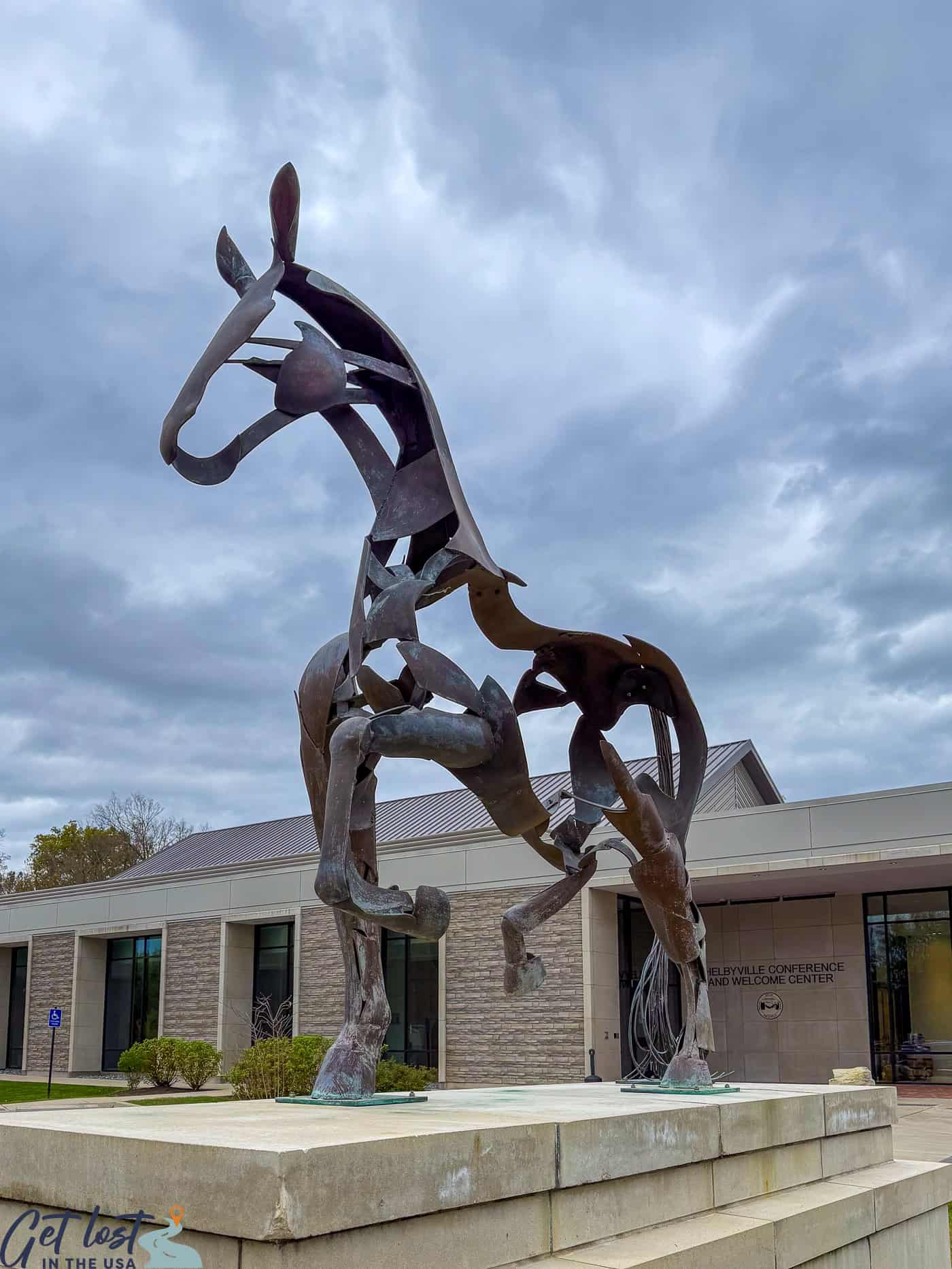 horse sculpture at visitor center - Shelby County.