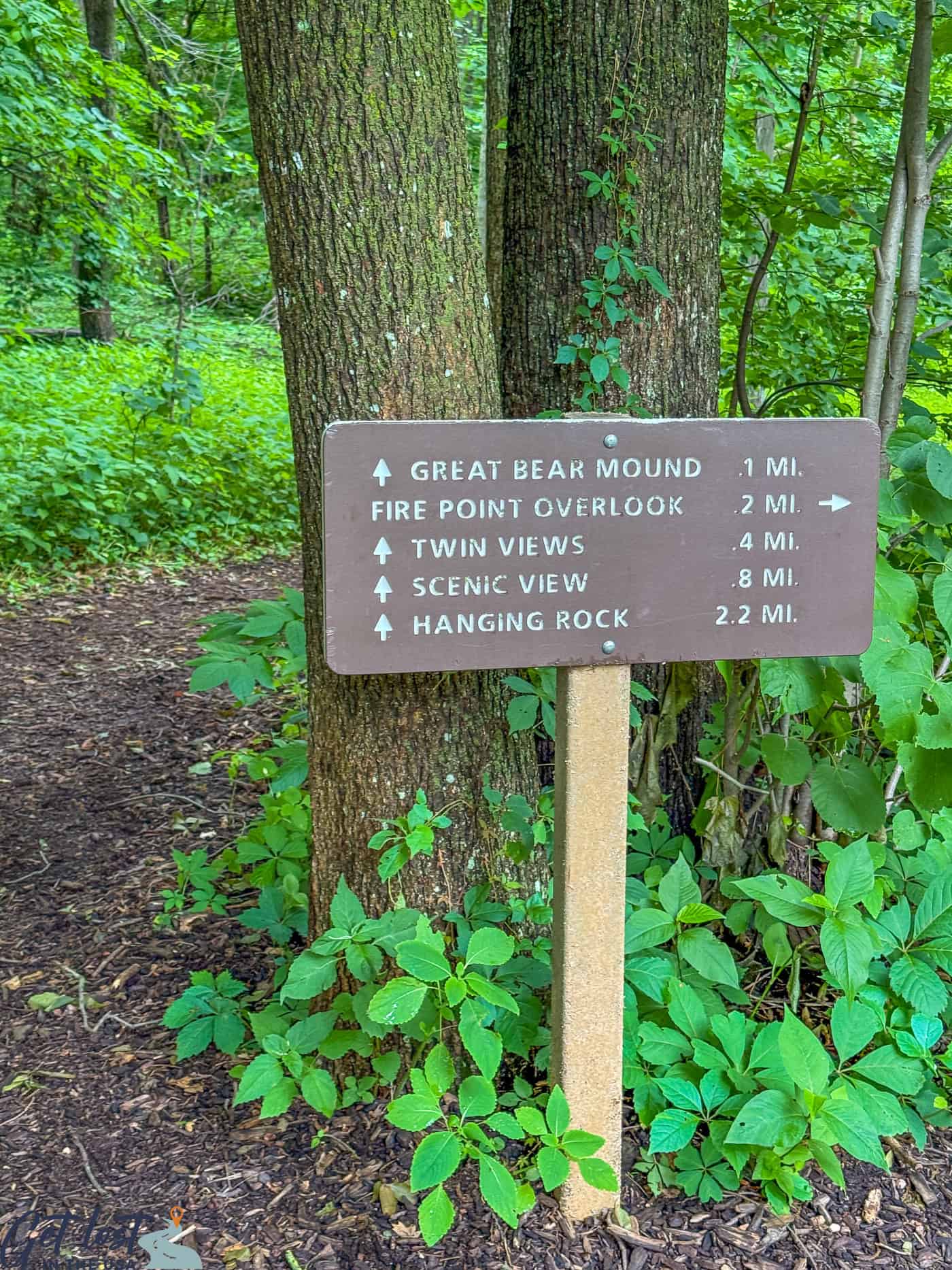 Effigy Mounds trail sign.