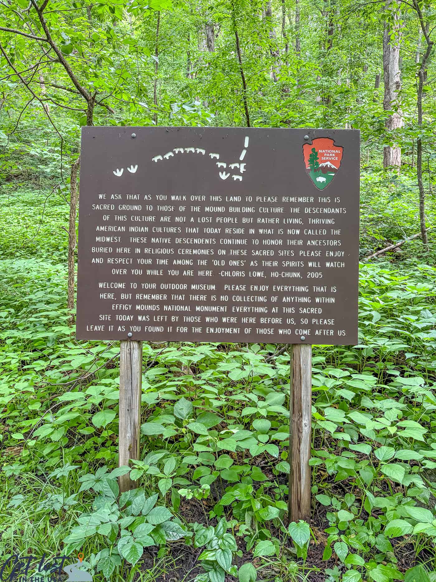 vintage info panel at Effigy Mounds.
