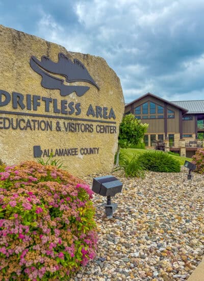 Driftless Area Education and Visitor Center sign.