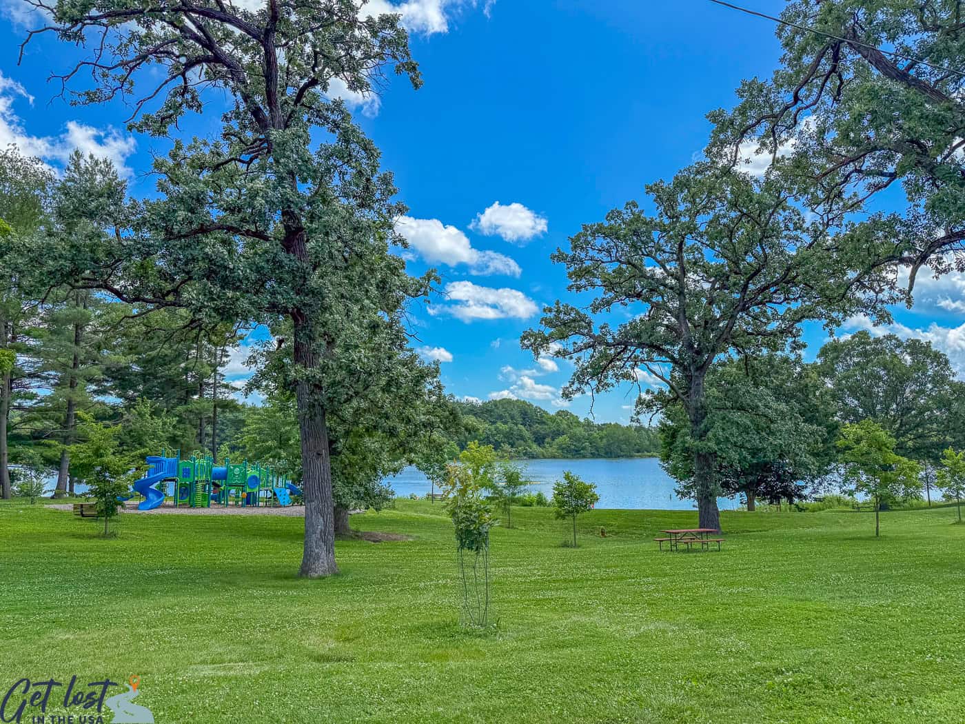 view from Old Settlers Park to Waterworks Park and Bonnifield Lake.