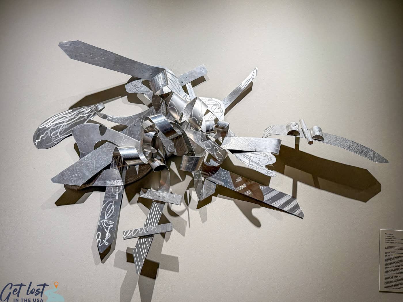 Harmoning Dimensions sculpture at Blanden Memorial Art Museum.
