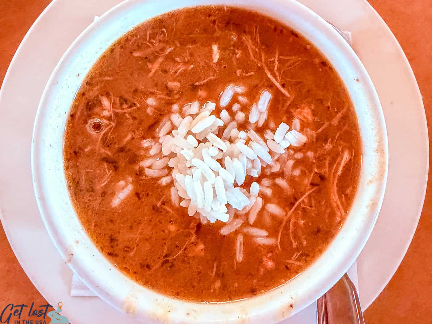 bowl of chicken and sausage gumbo.