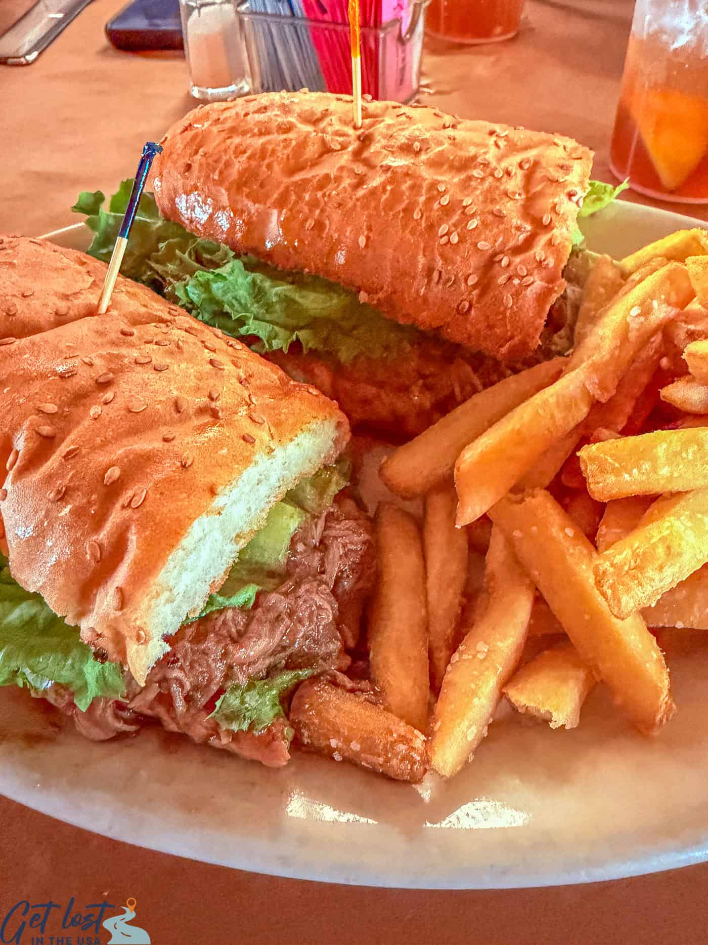 braised beef poboy with fries.
