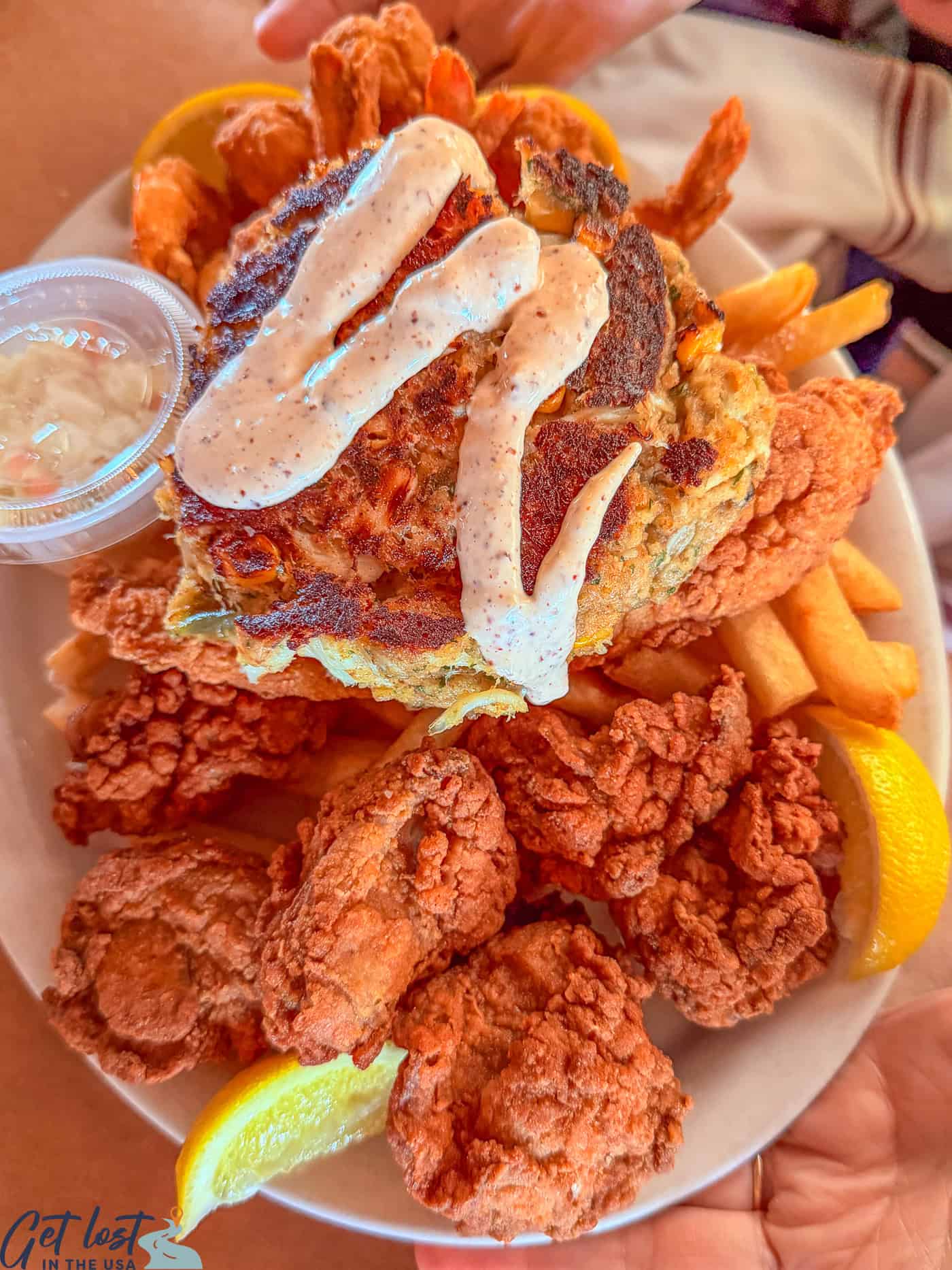 seafood platter at Segnette Landing.