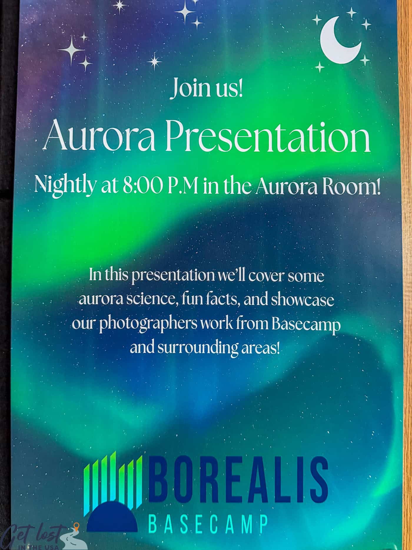 poster for aurora presentation at Borealis Basecamp.