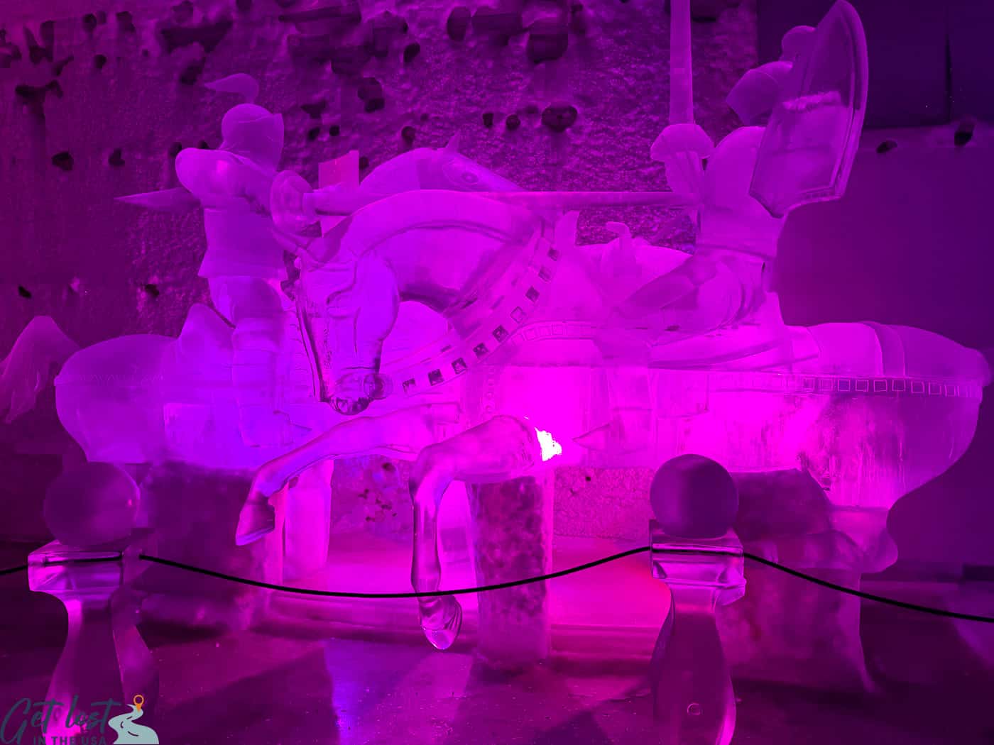 horse ice exhibit at Chena Hot Springs Resort Ice Museum.