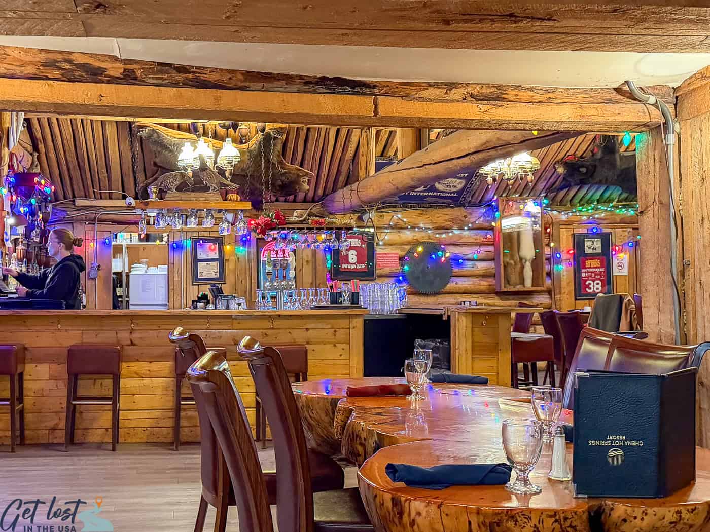 inside restaurant at Chena Hot Springs Resort.