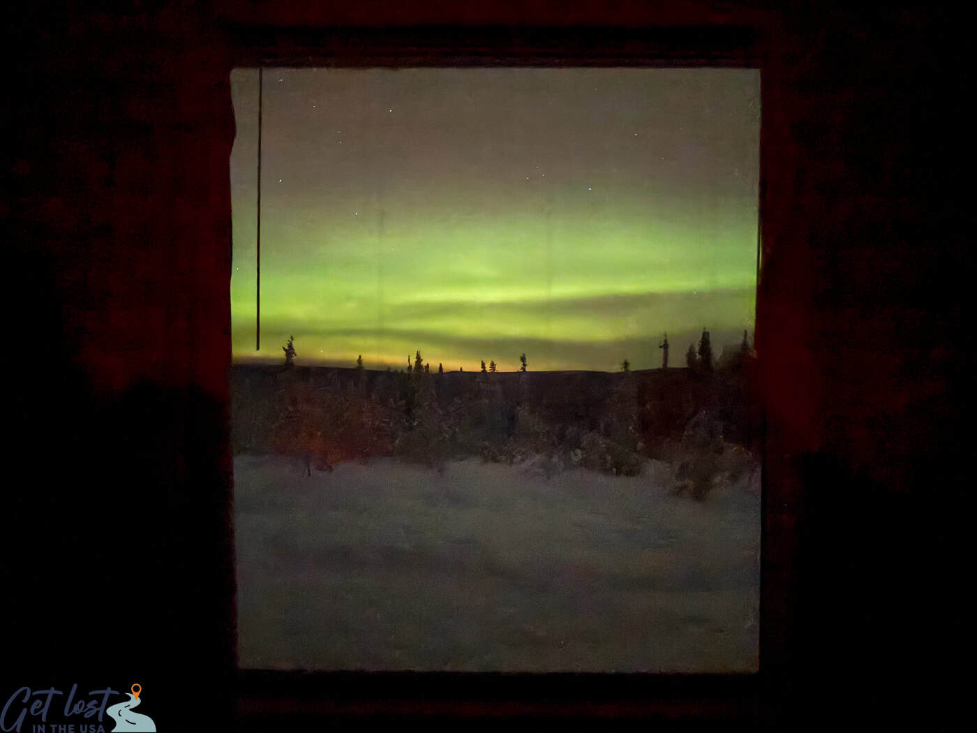 photo of Northern Lights from cube suite at Borealis Basecamp.