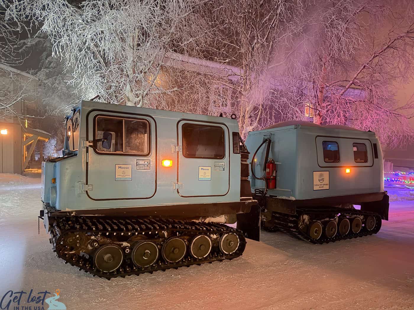 snow coach at Chena Hot Springs Resort.