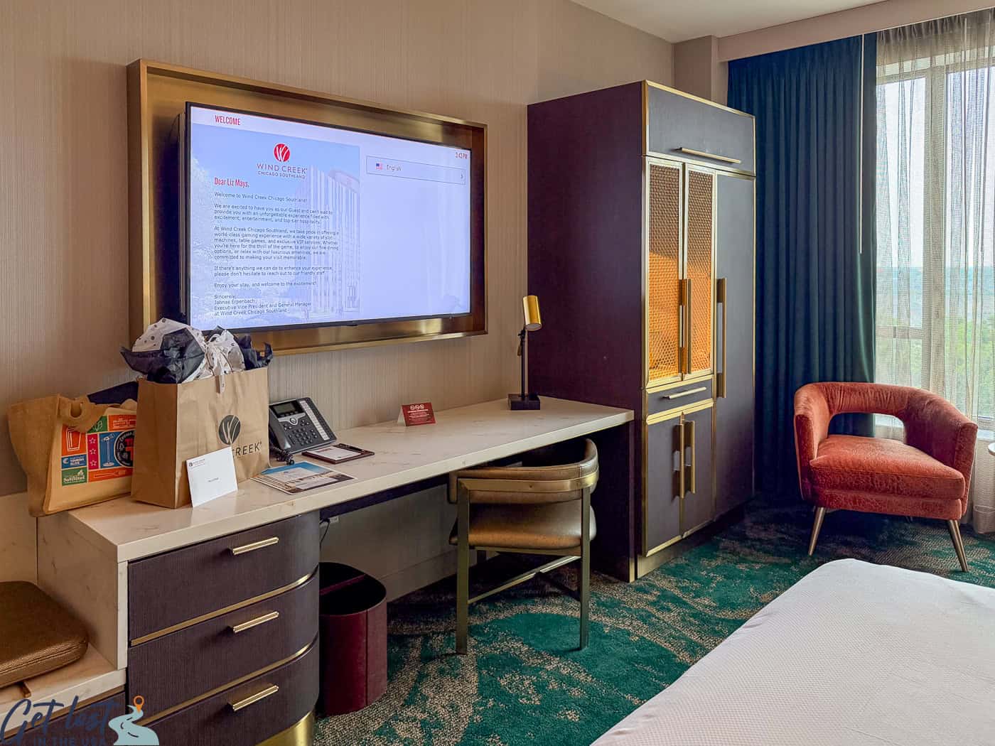 Wind Creek Chicago Southland guest room.