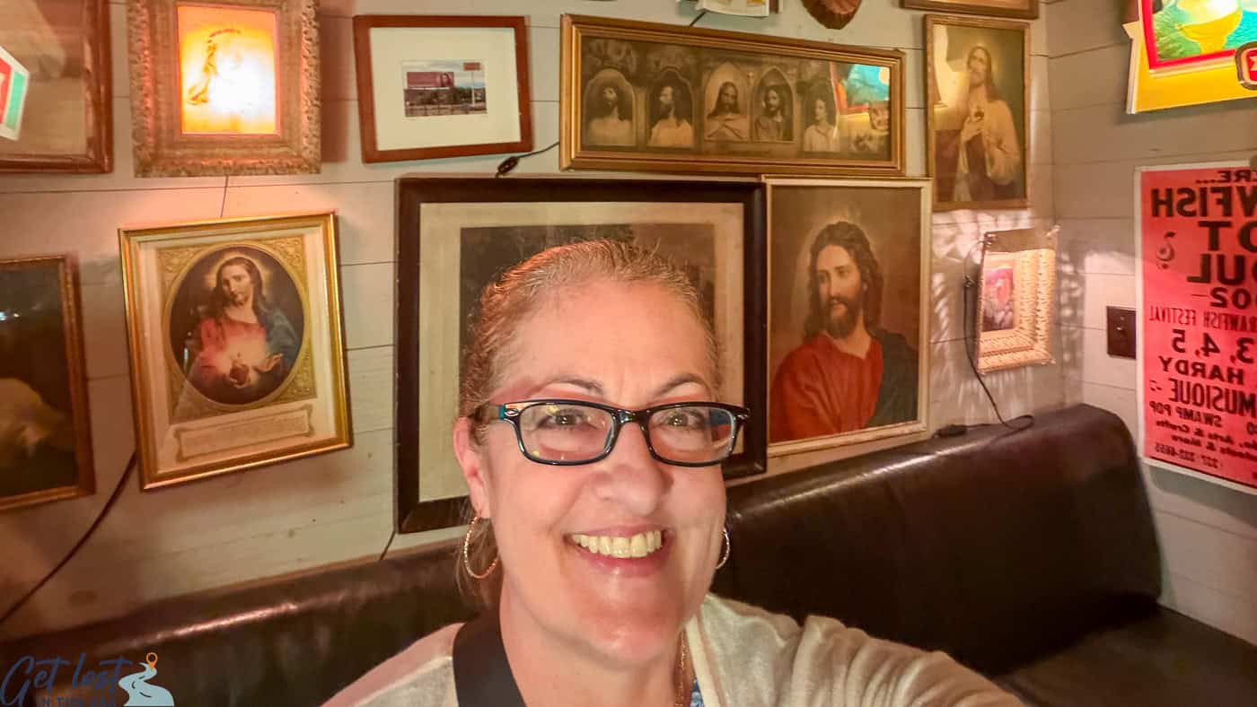 lady in Jesus bar.
